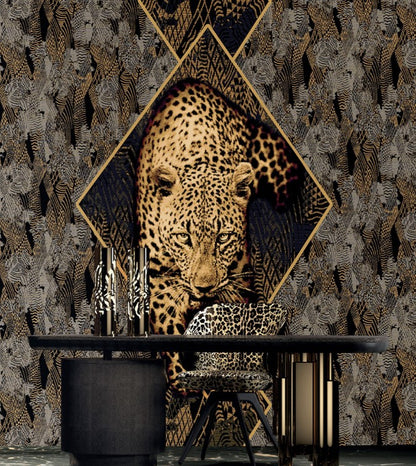 Roberto Cavalli RC19119 Gold Leopard Wall Mural | Luxury Wallpaper