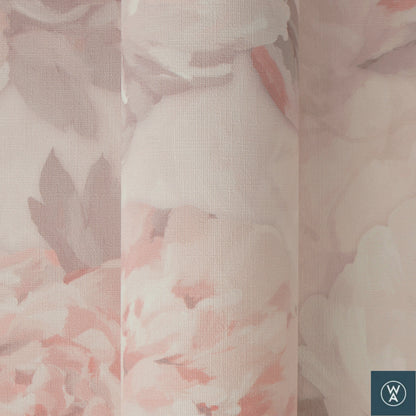 Vintage Romantic Warm Peach Peony Floral Wallpaper | Elegant Textured Canvas Watercolor Blossom Wall Covering | Luxury Classic Cottagecore