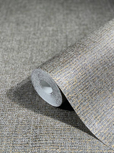 Grey & Gold Textured Vinyl Wallpaper